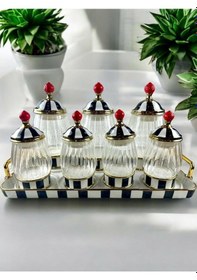 Resim Roy King Nero 8 Prç Baharat Seti Optik Camlı Siyah - Beyaz 