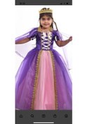 Resim Rapunzel Pelerinli-taçlı Çocuk Kostümü Mor-pembe 