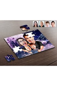 Resim Bk Gift Kişiye Özel Aile Karikatürlü Ahşap Puzzle-4 