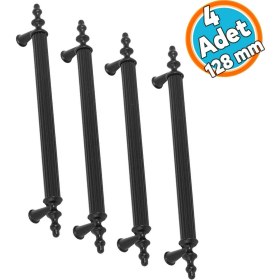 Resim Nzb Mobilya Çekmece Dolap Kapak Kulbu Siyah Metal 128 mm (4 Adet) 