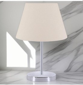 Resim Artgift Krom Ayak Abajur Krem Kumaş Başlıklı Krem 