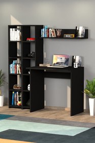 Resim Koordinat Mobilya Çift Kitaplıklı Çalışma Masası Siyah 