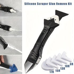 Resim 7'si 1 arada Silikon Kazıyıcı ve Sızdırmazlık Malzemesi Çıkarma Araç Seti - Paslanmaz Çelik ve Plastik Derz Dolgu Bitirici, Harç Düzleştirici, Mutfak, Banyo, Oturma Odası için Küf Temizleyici 