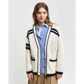 Resim Gant Kadın Beyaz Oversize Fit Klasik Yaka Logolu Hırka 4805281.130 