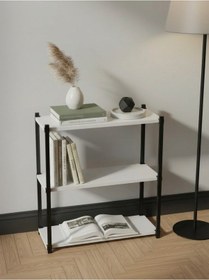 Resim Orion 3 Raflı Metal Çok Amaçlı Kitaplık Beyaz Beyaz - Siyah 