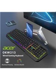 Resim Acer Okw213 Siyah Rgb Rainbow Backlit Gaming Keyboard Rainbow Kablo Uzunluğu 1,5mt 