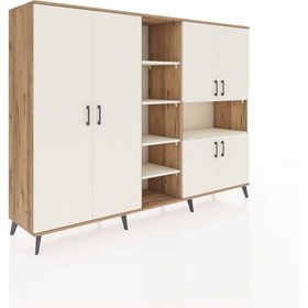 Resim Hyperion Dolap 13 Raflı 6 Kapaklı 220x44x163 Çam-aytaşı Aytası - Atlas Çam 