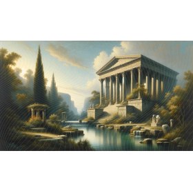 Resim Venspor Antik Tapınak ve Doğa Manzaralı Arkaplan 200 x 150 cm Fon Duvar Örtüsü 