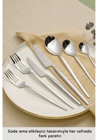 Resim Karaca Elegance Whisper Platin 12 Kişilik 84 Parça Çatal Kaşık Bıçak Takımı 
