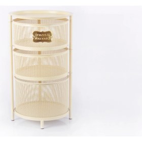 Resim Evistro Tezgah Üstü 3 Katlı Metal Açılır Kapanır Paslanmaz Sebzelik Krem 