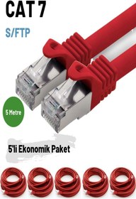 Resim IRENIS 5 Adet Cat7 Kablo S/ftp Ethernet Network Lan Ağ Kablosu 5 Metre-kırmızı 