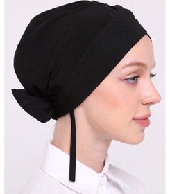 Resim Hürrem Bone Siyah Pratik Hazır Geçmeli Tesettür Bone Sandy Kumaş Çapraz Fiyonklu Pratik Bone 1834 01 Siyah 