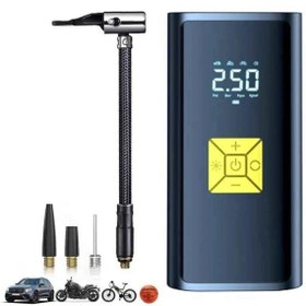 Resim Coofbe Led Işıklı Dijital Ekranlı Şarjlı 6000MaH 150PSI Basınç Ayarlamalı Lastik Pompası Hava Şişirme Pompası 