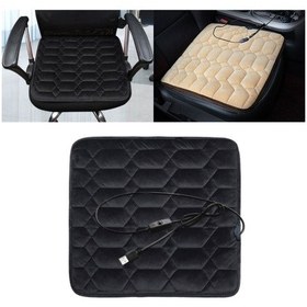 Resim Araba Usb Koltuk Isıtıcı Yastık Isıtıcı Kapak Kış Isıtmalı Sıcak Mat, Stil: Kare Black 