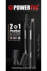 Resim Powertec TR-404 Şarjlı Burun Kulak Kaş Şekillendirici Kıl Tüy Alma Pro Set Tıraş Makinesi 2'si 1 Arada 