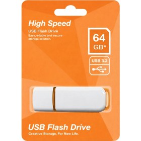 Resim Elba 64GB Plastik Beyaz-turuncu 3.2 USB Flash Bellek - USB 3.2 Hızlı Veri Depolama 