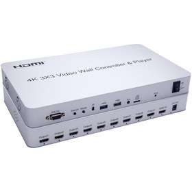 Resim Gplus 4kvw349p 3x3 Video Wall Controller 4k Hdmı Duvar Ekran 1x9 Tv Görüntü Genişletici + Usb Player 