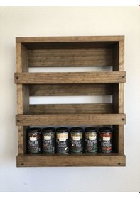 Resim Kuzela Ahşap Duvar Baharatlık Rafı Ve Terek Ceviz 