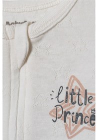 Resim Babycosy Organic Wear %100 Organik Pamuk,ribana Fermuarlı Bebek Tulum Little Prince Baskılı,uzun Kollu,yenidoğan Ve Bebek Ekru 
