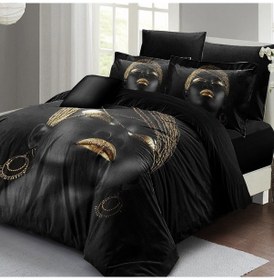 Resim Monohome African Women Çift Kişilik Nevresim Takımı 3D Pamuk Sate Çok Renkli 