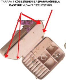 Resim Sosse Box Takı Dolabı Düzenleyici Kutu, Saten Kese Hediyeli, Küpe Kolye Yüzük Takı Standı Askısı 