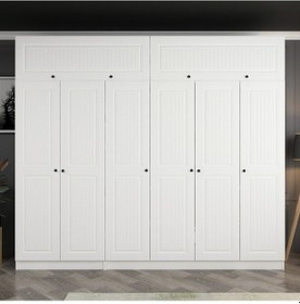 Resim Minar Kale 6 Mebran Kapaklı 2 İç Çekmeceli Dolap Ve Yüklük Beyaz 235cm 