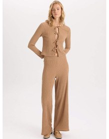 Resim DeFacto Wide Leg Geniş Bol Paça Esnek Belli Basic Düz Bürümcük Pantolon D6300AX24AUBG138 