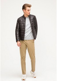 Resim İkbal Şişme Kahverengi /Hakiki Erkek Deri Mont/Ceket 