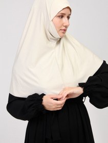 Resim manolyaşal islamic hijab Pratik Eşarp Peçeli-peçesiz Hazır Türban Sufle Krem 