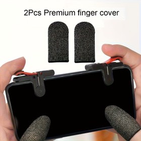 Resim 1 Çift Anti-Sweat Parmak Kotları Mobil Oyunlar için - Hızlı Atış Yardımcısı, Ergonomik Tasarım, Dayanıklı Naylon Malzeme, Kırmızı ve Siyah, FPS ve Eğlence Oyunları için İdeal, Mobil Oyun Aksesuarları, Şık Tutuş Geliştirici, Rahat Tutuş 