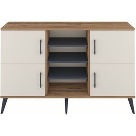 Resim Arges Konsol 5 Raflı 4 Kapaklı 132x30x83 Çam-aytaşı/antrasit Aytaşı/antrasit 
