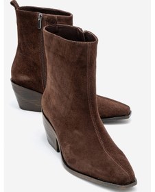 Resim Luvi Shoes Lexıa Kahverengi Süet Hakiki Deri Kadın Western Bot Kahverengi 