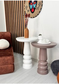 Resim ASELYA HOME Ahşap 2’li Set Mantar Yan Sehpa Modern Renkli Fiskos Zigon Çiçeklik 