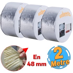 Resim Badem10 Çamur Bant Gri 48 mm x 2 Metre Su Yalıtım Ses İzolasyon Tamir Bandı 3 Adet Güçlü Yapışma 