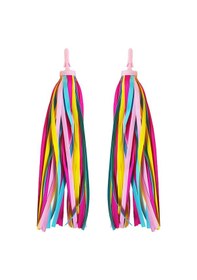 Resim Yifomall Çocuk Bisikleti Dekoratif Tassel Şeritleri - Renkli Poyester Scooter Ve Trisiklet Dekorasyonu - Eğlence Katkısı Sağlar Siyah 