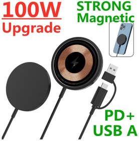 Resim 100w Manyetik Kablosuz Şarj Aleti Pedi İphone Uyumlu 14 13 12 11 X Pro Max Mini Telefon Şarj Cihazları İndüksiyon Hızlı Şarj Standı İstasyonu 