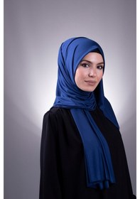 Resim Hürrem Bone Indigo Düz Klasik Şal Viskon Kumaş Likralı Penye 202101_34 Indigo 