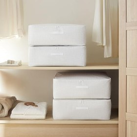 Resim 4'lü Büyük Boy Gri Pötikare Baza Altı Hurç Set 62 x 46 x 22 cm 