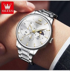 Resim Novahub Olevs Ay Evresi Erkek Saati Basit Günlük Orijinal Moda Erkek Kol Saati Su Geçirmez Işıklı Paslanmaz Çelik Kol Saati Gri Gri 