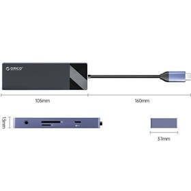 Resim Orıco Type-c Pd100w 4k 30hz Hdmı 3.5mm Jak Sd Tf Kart Okuyucu 3 Usb Portlu Hub Çoklayıcı 