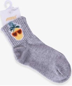 Resim Breeze Kız Çocuk Soket Çorap Ananas Desenli Gri (3-4-9-10 Yaş) 