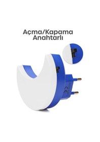 Resim Yarım Ay Gece Lambası On/off Tuşlu Koridor Hol Işığı Uyuma Işığı Beyaz K6975 