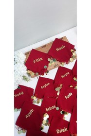 Resim Kınamalzemecim Pullu mendil, isimli pullu mendil, nedime mendilleri, halaymendili, isimlihalay mendili, (10 adet) 