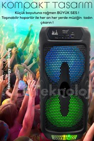 Resim LEERFEI Bluetooth Hoparlör Parti Hoparlör Kablosuz Mikrofon USB/FM/BT RGB Led Portatif Type-C Şarj 