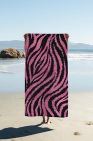 Resim Dijital Baskı Plaj Deniz Havlusu Zebra Desenli Peştamal HVL0187 