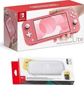 Resim Switch Lite Konsol Pembe - Taşıma Çantası - Ekran Koruyucu Set Nintendo