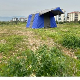 Resim Oba Çadır - 1 Odalı Kamp Çadırı 4 Kişilik Kapı Sineklikli Mavi - Gri 