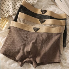 Resim 3 Adet Erkekler İçin Rahat Retro Boxer Külot - Nefes Alabilen Esnek Kumaş, Düz Renk (Siyah, Bej, Kahverengi) Altın Detaylı, Elastik Bel ve Manşetli, Güvenli Oturuşlu, Konforlu İç Çamaşırı, Klasik Boxer Tasarımı, Pürüzsüz Dokulu 