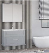 Resim Perge 80 Cm Grı Banyo Dolap Takımı Çok Renkli 