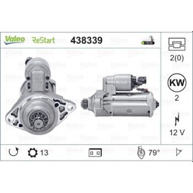 Resim MARS MOTORU 12V 2 KW 13 DIS A3 Q3 OCTAVIA GOLF VII CADDY ARTEON PASSAT T-ROC TIGUAN T7 13- VALEO 438339 